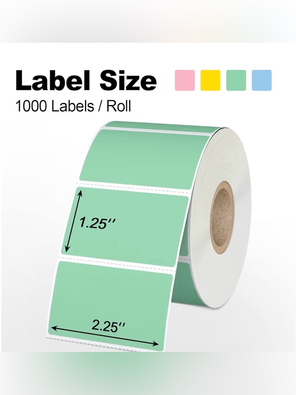 1,000 Self adhesive thermal labels stickers (2.25" x 1.25") Green